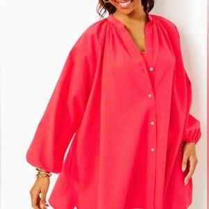 Lilly Pulitzer Red Long Sleeve Andrae Coverup